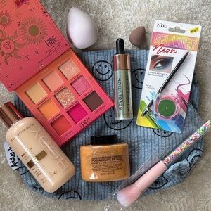 Makeup Revolution Set Foundation Baking Powder Fire Eyeshadow Palette Highlight